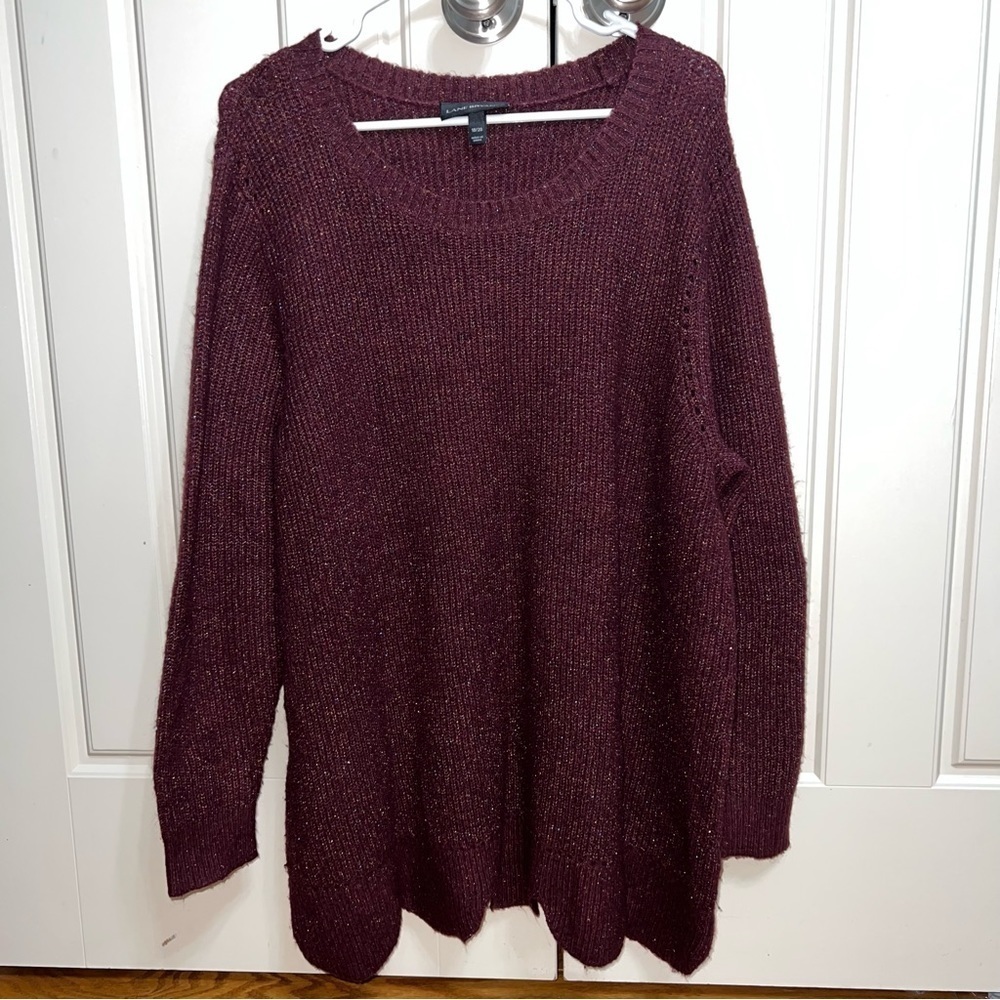 Lane Bryant Maroon and Metallic Sparkle Long Sleeve Sweater Size 18/20 - Picture 10 of 10